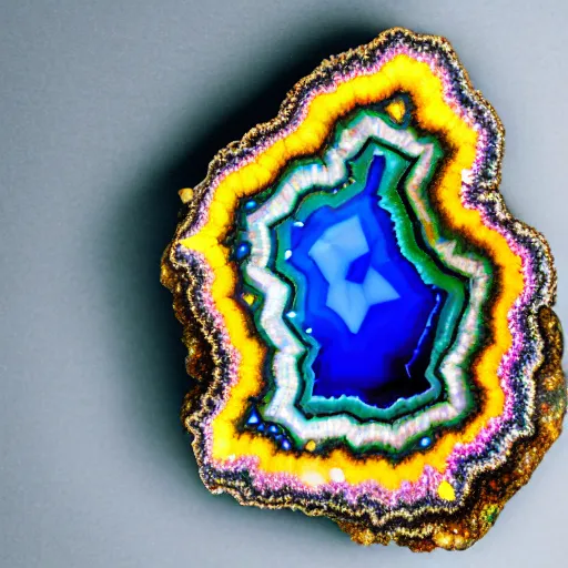 Image similar to colorful geode with circuits inside