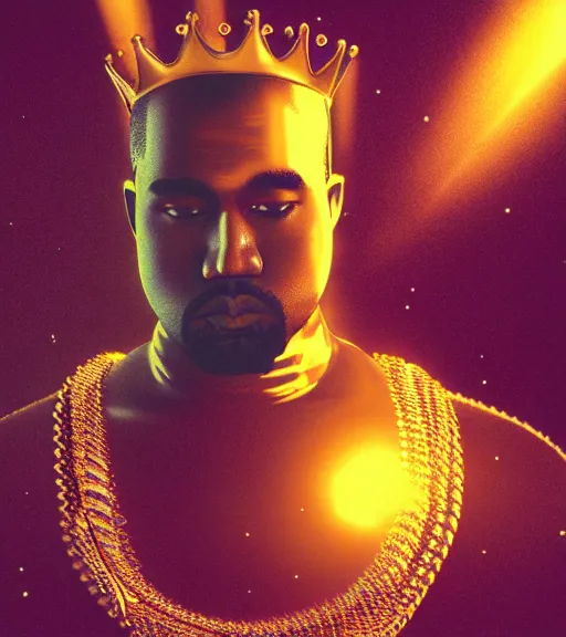 Image similar to sketch study of portrait of kanye west wearing a golden futuristic energy technologically enhanced neo solar punk aesthetic golden crown by beeple, art station hyper realistic fanart digital art. octane render, hyperrealism.