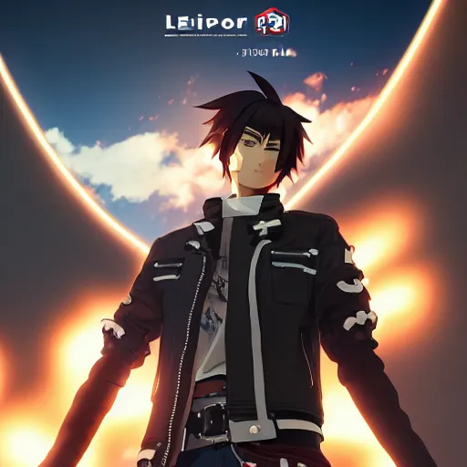 Image similar to an epic anime of a man energy, leather jacket, leather gloves, ghibli, unreal 5, octane render, rpg portrait, dynamic lighting, epic, epic anime, 2 d