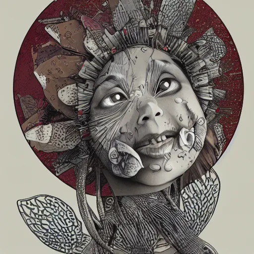 Image similar to a blowfish girl named god king 3 7, an ultrafine detailed painting by james jean, behance contest winner, vanitas, angular, altermodern