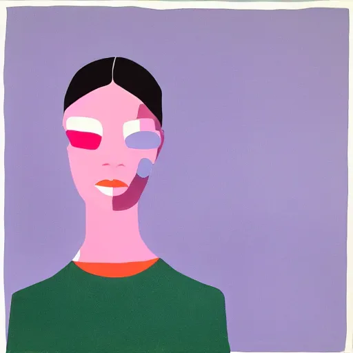 Image similar to Gary Hume painting, female portrait, chic colours