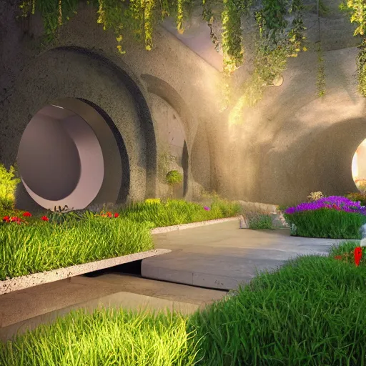 Image similar to futuristic garden very detailed unreal engine volumetric light hyper realistic art station