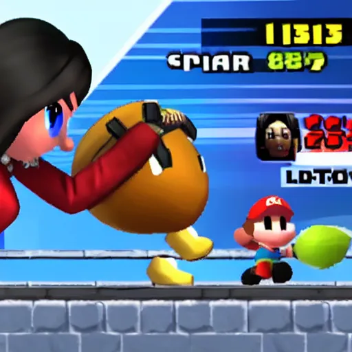 Prompt: Condoleezza Rice in Super Smash Bros, game screenshot