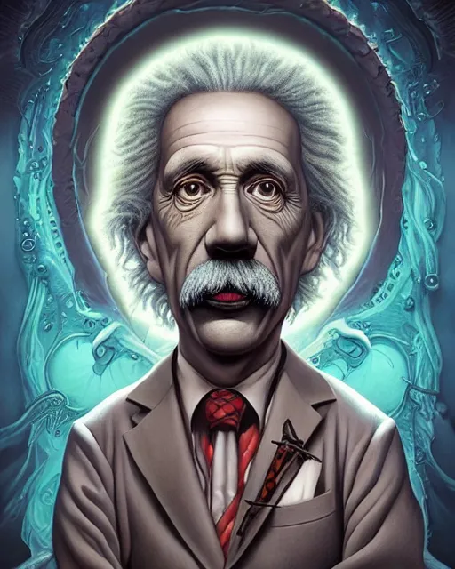 Image similar to lovecraft lovecraftian portrait of einstein, pixar style, by tristan eaton stanley artgerm and tom bagshaw.