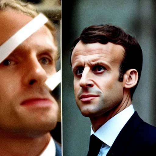 Image similar to Emmanuel Macron bubble head in American Psycho (1999)