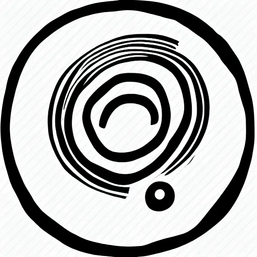 Prompt: Single point in circular figure, round, black and white, abstract, icon, vector, logo