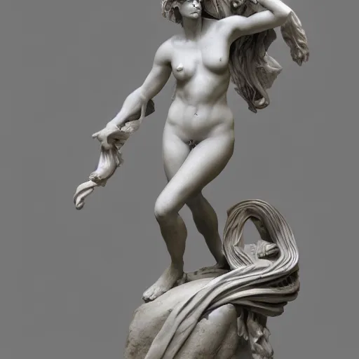 Image similar to sculpture of persephone, goddess of the underworld, made by michelangelo, art station, concept art