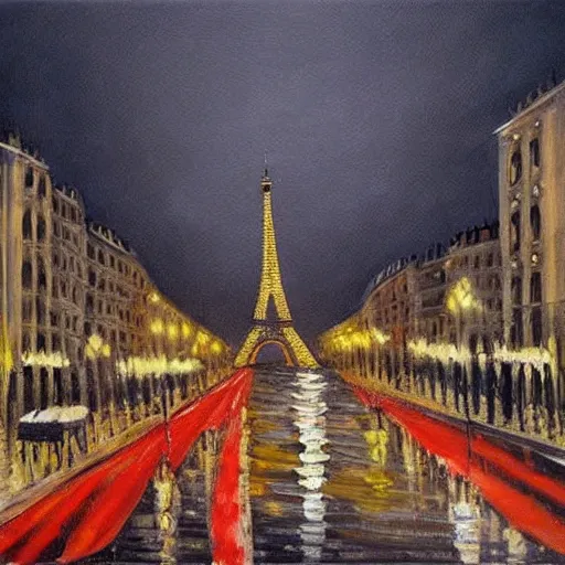 Prompt: paris at night in 1 9 5 6, painting, ultra detailed