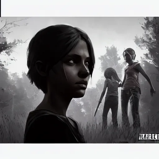 Prompt: carley walking dead game telltale, gigachad black and white trending on artstation, painted by greg rutkowski