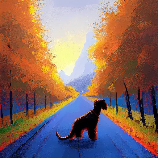 Prompt: goldendoodle by alena aenami