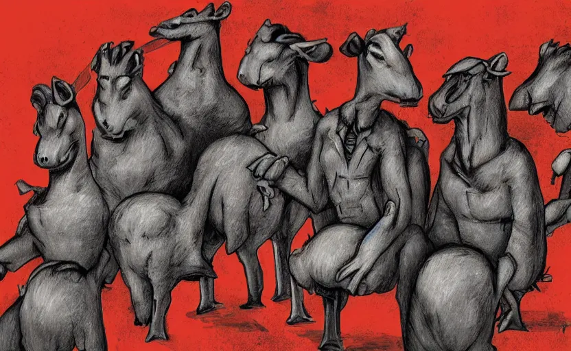 Image similar to “ animal farm by george orwell, digital art, award winning, trending on art station ”