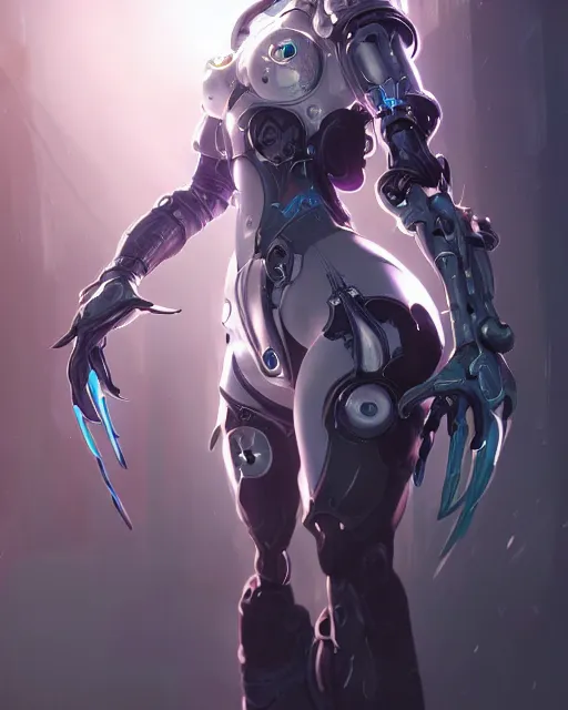 Image similar to holy cyborg necromancer girl, elegant, perfect face, scifi, futuristic, utopia, garden, illustration, atmosphere, warframe, blue eyes, white hair, focused, artstation, nier automata, highly detailed, art by yuhong ding and chengwei pan and serafleur and ina wong