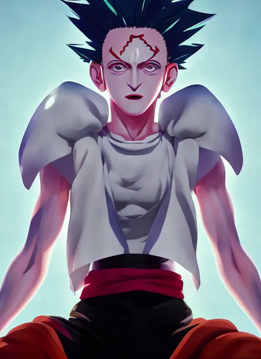 Image similar to madonna as hisoka from hunter x hunter, coherent, medium shot, waist up, studio ghibli pixar and disney animation sharp unreal engine 5, anime key art by greg rutkowski, bloom, dramatic lighting