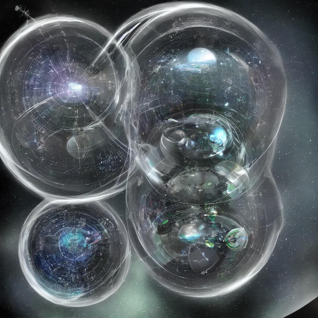 Prompt: miniature universe in a glass sphere, digital art