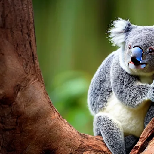 Image similar to cute koala falling towards camera