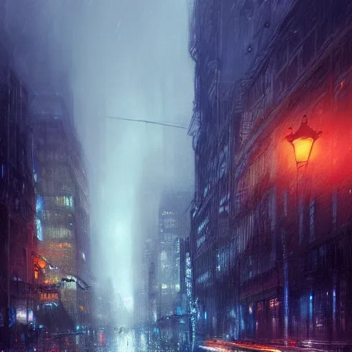 Image similar to nighttime in gotham city, wet pavement, street level view, light mist, fantasy, intricate, elegant, digital painting, trending on artstation, concept art, soft focus, illustration by greg rutkowski, Gaston Bussiere and artgerm, 4k.