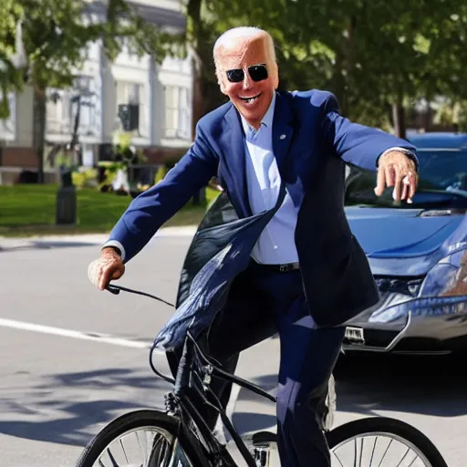 Image similar to Joe Biden riding a bicycle properly