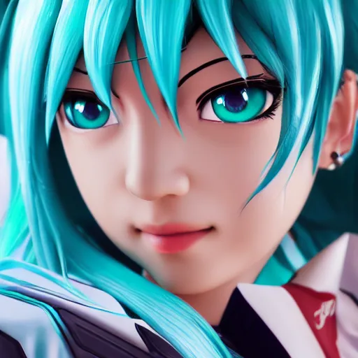 Image similar to miku hatsune, highly detailed, rtx render, anatomically correct