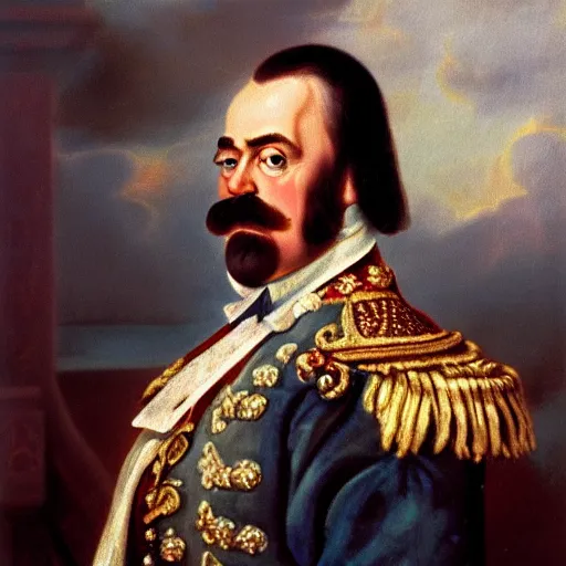 Image similar to russian tsar Peter The Great clean-shaven with small mustache 18th century installs operating system on desktop computer oil painting, detailed, artfully traced, 4k resolution, cinematic, dramatic