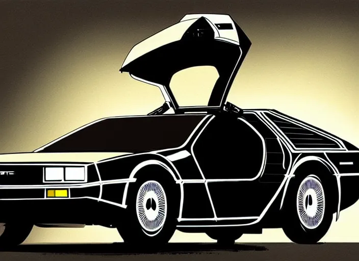 Prompt: concept art, delorean, knight rider, daft punk, tron legacy, vyle art