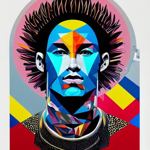 Image similar to God portrait by Tristan Eaton, geometric, trending dribble, behance