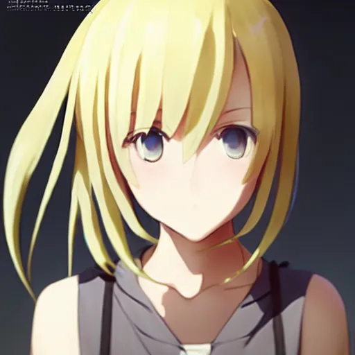 Image similar to a film still portrait of a kagamine rin, blond colored hair, finely detailed features, closeup at the faces, perfect art, at an ancient city, gapmoe yandere grimdark, trending on pixiv fanbox, painted by greg rutkowski makoto shinkai takashi takeuchi studio ghibli, akihiko yoshida