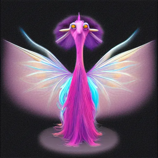 Prompt: molecular ostrich fairy, digital art