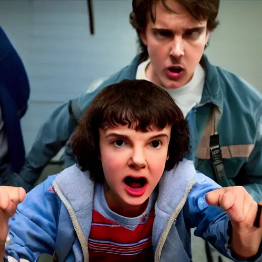 Prompt: stranger things with screaming Tom Cruise acting out each character, 8k, cinematic, photorealistic