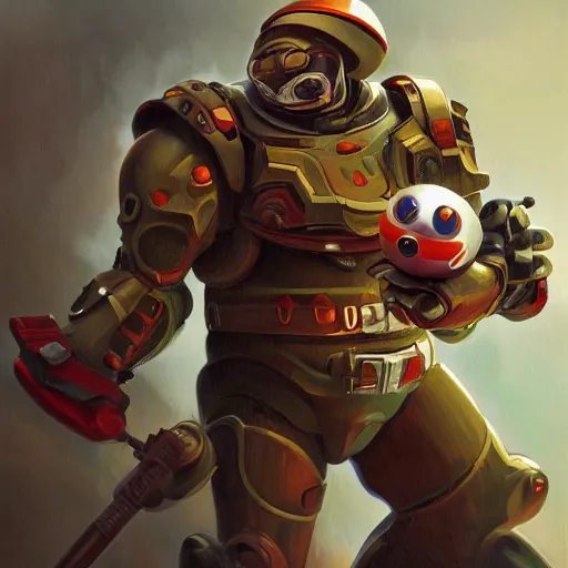 Image similar to doctor ivo robotnik as doomguy, socialist realism, highly detailed, digital painting, artstation, sharp focus, illustration, art by tan zi and ayanamikodon and alphonse mucha and wlop