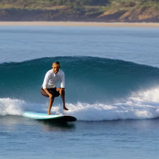 Prompt: obama surfing