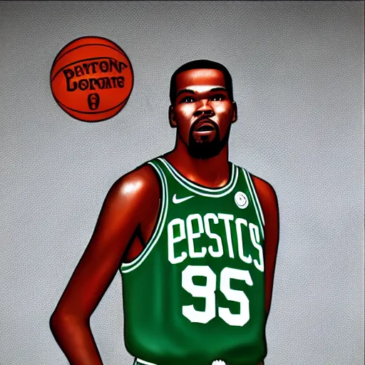 Image similar to Kevin Durant in a Celtics Uniform, 1986, Digital Art