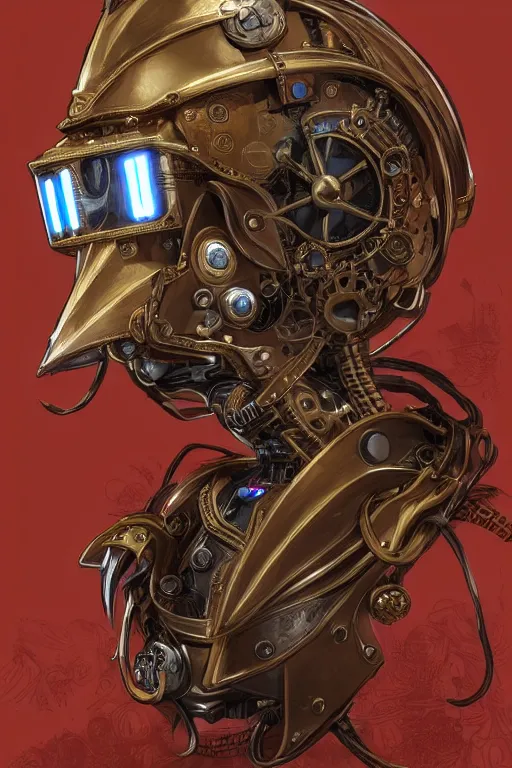 Image similar to steampunk helmet fantasy art mask robot ninja stylized digital illustration sharp focus, elegant intricate digital painting artstation concept art global illumination ray tracing advanced technology chaykin howard and campionpascale and cooke darwyn and davis jack