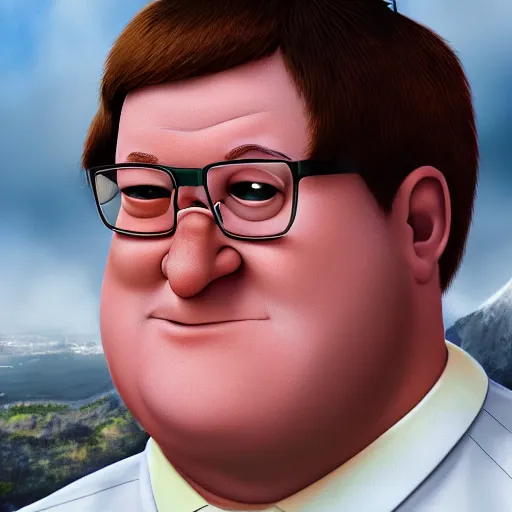 Image similar to portrait of peter griffin as a real person. photo realistic. very detailed. 4 k photograph.