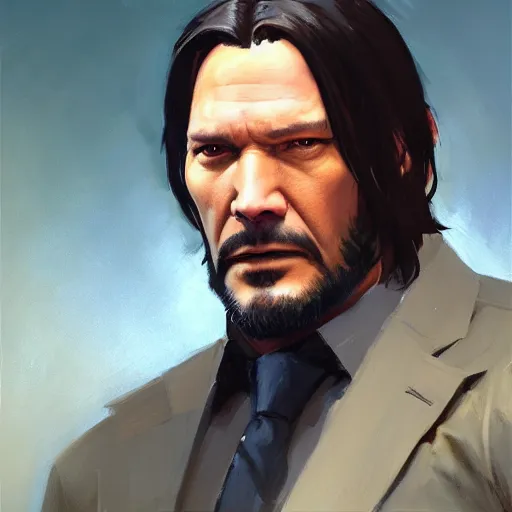 Image similar to greg manchess portrait painting of partially armored john wick as overwatch character, medium shot, asymmetrical, profile picture, organic painting, sunny day, matte painting, bold shapes, hard edges, street art, trending on artstation, by huang guangjian, gil elvgren, ruan jia, greg rutkowski, gaston bussiere