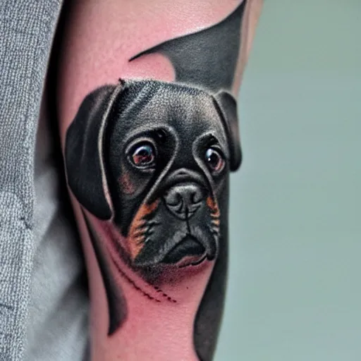 Prompt: tattoo of black pugalier