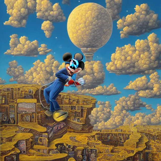 Image similar to an oil on canvas portrait painting of mickey mouse, surrealism, surrealist, cosmic horror, rob gonsalves, high detail