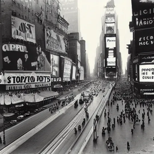 Image similar to alfred stieglitz black and white photo of times square in 1 9 3 3