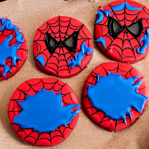 Prompt: spiderman fudge cookies