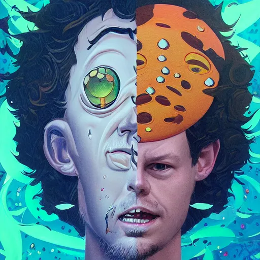 Image similar to lucky ai pixel god portrait by gaston bussierre and charles vess and james jean and erik jones and rhads, inspired by rick and morty, epic, funny, huge scale, beautiful fine face features, intricate high details, sharp, ultradetailed