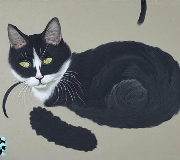 Prompt: painting of a cat by li zhaodao, guan tong