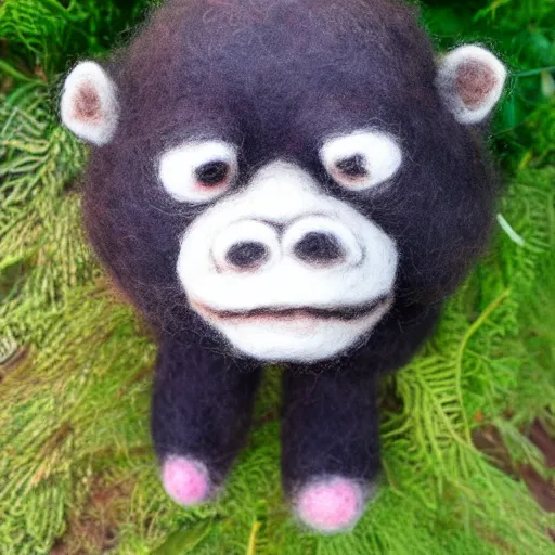 Image similar to a needle felted gorilla, needle felting art.