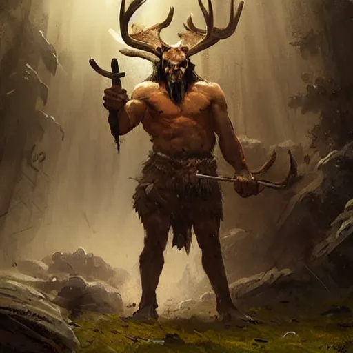 Prompt: barbarian with moose head by greg rutkowski