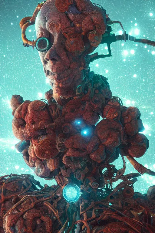 Prompt: an incredible digital art painting of brains synapses firing, beeple and jean giraud, abstract conceptual, metaphysical, cinema 4 d, octane render, steampunk themed
