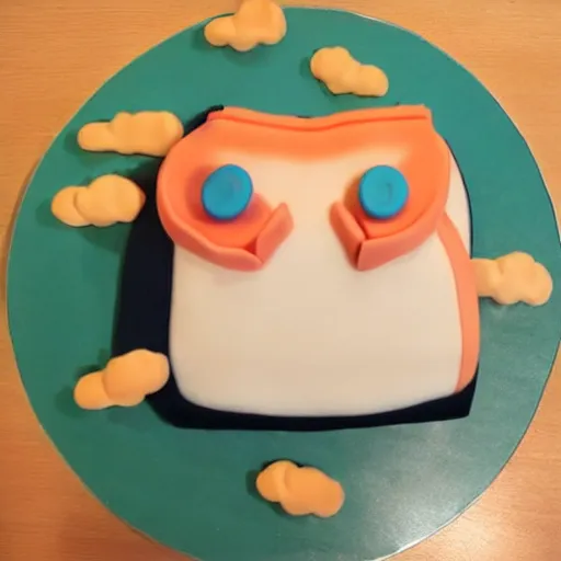 Image similar to a photo of a cake in the shape of discord icon