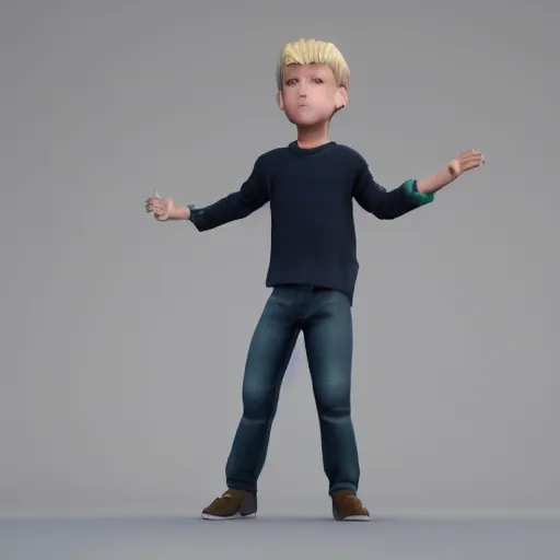 Prompt: full body unreal engine 5 render of a blonde boy with a highly detailed face