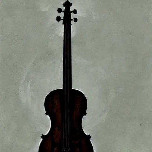 Prompt: abstract composition with guitar in cello shape by greg rutkowski