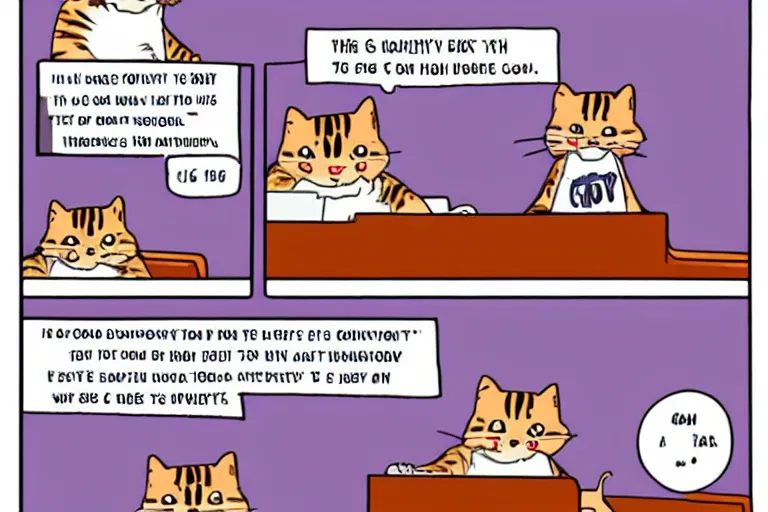 Prompt: comic strip about a cat going to the doctor