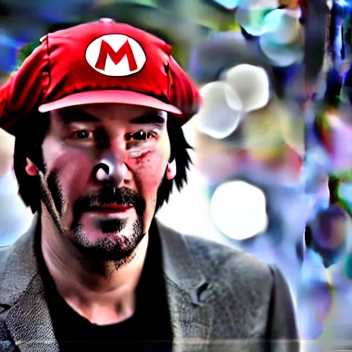 Prompt: keanu reeves dressed as mario, highly detailed, high quality, hd, 4 k, 8 k, canon 3 0 0 mm, professional photographer, 4 0 mp, lifelike, top - rated, award winning, realistic, sharp, no blur, edited, corrected, trending