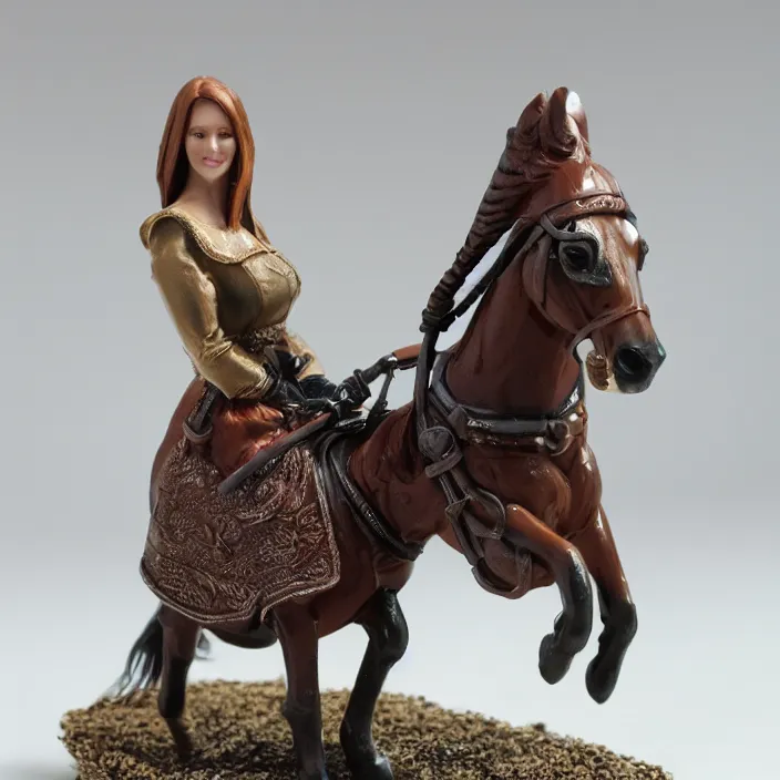 Image similar to 80mm resin detailed miniature of a Woman with a Horse, Product Introduction Photos, 4K, Full body, simple background