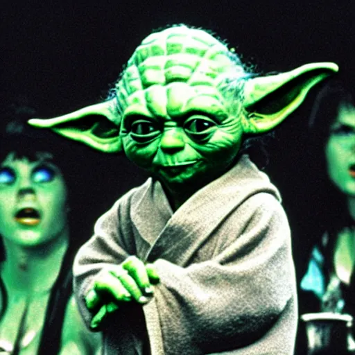 Image similar to yoda performing at woodstock